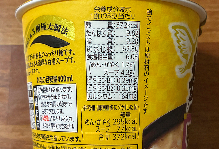 麺神カップ 鴨だし白湯ラーメン